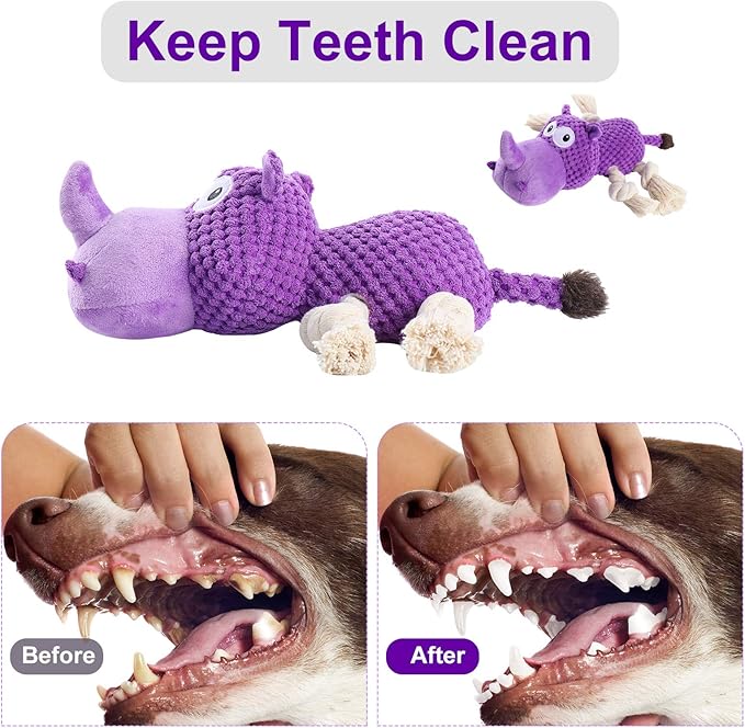 Dog Toys to Keep Them Busy Dog Toys for Small Medium Large Dogs Plush Animal Interactive Puppy Toys Cute Squeaky Elephant Dog Toy with Crinkle Paper (Purple)