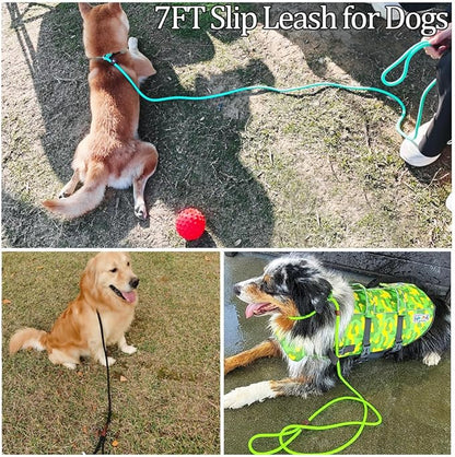MayPaw Slip Lead Control Leash for Dogs No Pull, 13+ Colors Classic Dog Lead 7FT Pet Slip Leash, 1/4” Rope Leashes for Small Medium Animals Orange