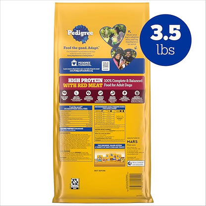 Pedigree Dry Dog Food for Adult Dogs, High Protein, Beef and Lamb Flavor, 3.5 lb. Bag