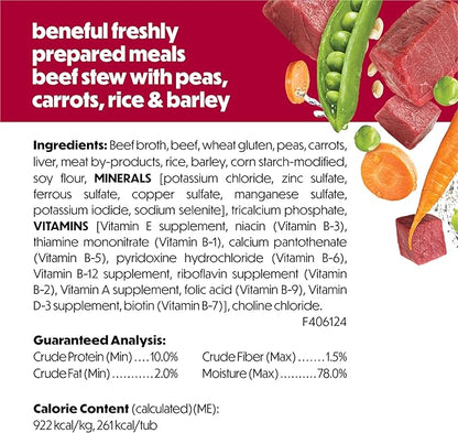Purina Beneful Wet Dog Food Freshly Prepared Meals Beef Stew with Peas, Carrots, Rice, and Barley - (Pack of 8) 10 oz. Tubs