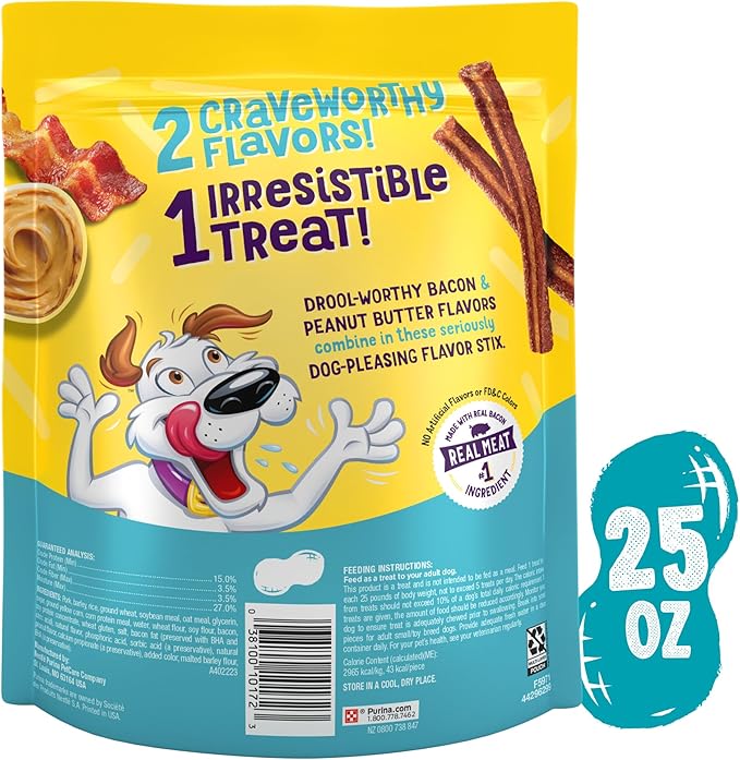 Purina Beggin'’ Flavor Stix with Bacon & Peanut Butter Flavor - 25 oz. Pouch (Pack of 2)
