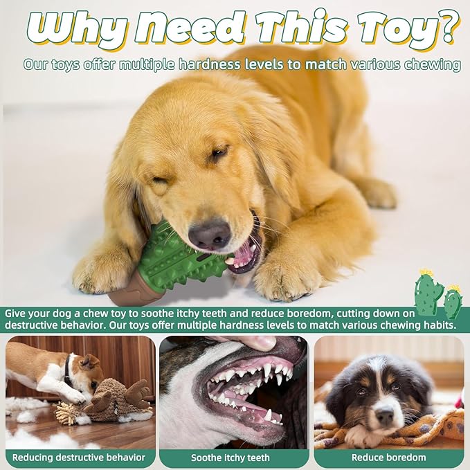 Pamlulu Dog Chew Toys Toothbrush Stick Teeth Cleaning Brush Dental for Medium Large Dog, Puppy Christmas,Easter Birthday Gifts,Outdoor Dog Squeaky Toys for Aggressive Chewers Tough Toys Interactive