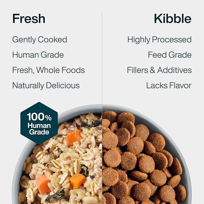 JustFoodForDogs JustFresh Wet Dog Food, Fresh Pet Meals and Toppers with No Preservatives, Resealable Package, Human Grade, Home-Cooked Pork, 12 oz - 7 Pack