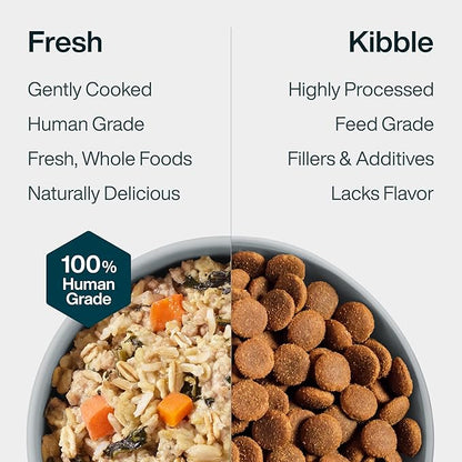 JustFoodForDogs JustFresh Wet Dog Food, Fresh Pet Meals and Toppers with No Preservatives, Resealable Package, Human Grade, Home-Cooked Pork, 12 oz - 7 Pack