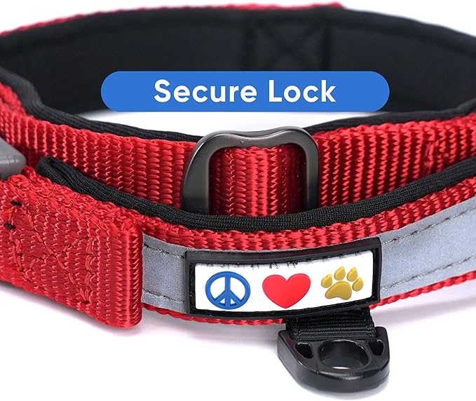 Pawtitas Lumberjack Padded Martingale Collar for Dogs | Soft Neoprene Dog Collar for Your pet's Comfort Made with Reflective Band for Maximum Visibility | Fits Small and Large Pets - Small Red