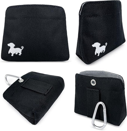 Small Dog Treat Pouch – Slim Magnetic Pocket Dog Treat Bag for Walking & Training – Discreet Clip On Treat Pouch for Leash, Waistband or Pocket – Mess Free Storage (Black/Gray)