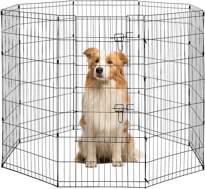 BestPet | Foldable Dog Playpen | 48 Inch, 8 Panels | Metal Pet Exercise Pen | Indoor Outdoor Portable Dog Fence with Door | Removable, Rust-Resistant Secure Pet Kennel | Easy to Assemble