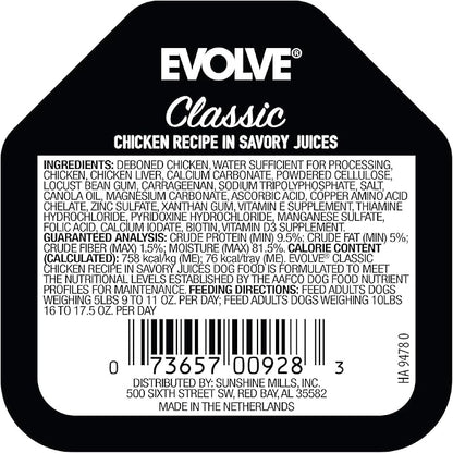 Evolve Pet Food Classic Crafted Meals Chicken Recipe Dog Food, 3.5 Ounce (Pack of 15)