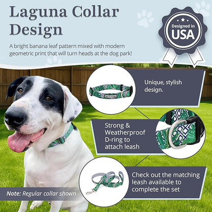 Lucky Love Dog Collar, Beautiful & Vivid Pattern Small Boy Dog Collars, Easy On & Off Clasp Accessory (Blue Laguna, S)