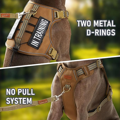 XSmall No Pull Dog Harness for Small Sized Dogs, Adjustable Vest for Easy Walking, Breathable Oxford Material, Reflective Strips, with Metal Front Clip Control, for Terriers, Army Green, XS