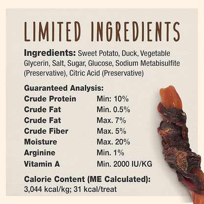 Cadet Gourmet Sweet Potato & Duck Wraps Limited-Ingredient Dog Chews, Healthy and Natural Training Treats for Small and Large Dogs, 14 oz