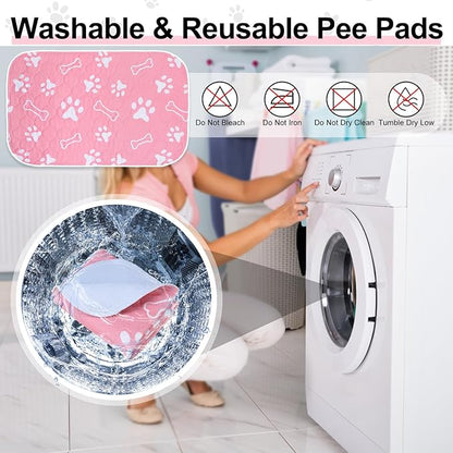 BEAUTYZOO 4 Pack Washable Pee Pads for Dogs, Reusable Puppy Pads for Potty Training, Waterproof Super Absorbent Wee Wee Pads for Dogs Non-Slip, Pet Whelping Mats Playpen Dog Crate Floors, 24IN x 36IN