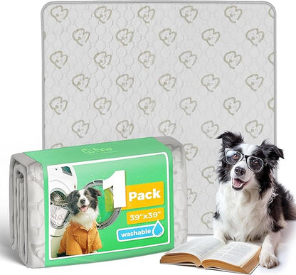 FXW Washable Pee Pads for Dogs, Leak-Proof & Non-Slip, Specifically Designed for Potty Training, 39" Square, Khaki, 1 Pack