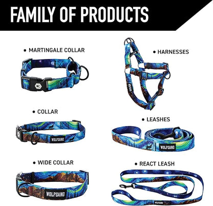 Wolfgang Heavy Duty Martingale Dog Collar with Quick Release Nylon Buckle for Walking & Training, StarryWolf Print, Small