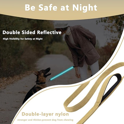 Dog Leash 4ft Long, Double Handle Dog Leash for Safety Control Training, Heavy Duty Dog Leads with Traffic Padded Handles, Reflective Leashes for Small Medium Large Dogs(4ft, Brown)