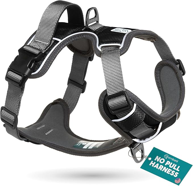 Embark Adventure No-Pull Dog Harness for Large Dogs – Reflective Trim, Military-Grade Nylon, Front Clip with Gel-Lined Handle, Soft & Padded