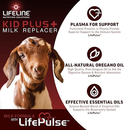 ANNUSO LIFELINE Kid Plus+ Milk Replacer, 25lb Bag - 23% Protein & 25% Fat - Enhanced with LifePulse for Added Support - Encourages Immunity, Digestion & Respiratory Health - Easy-Mix Powder