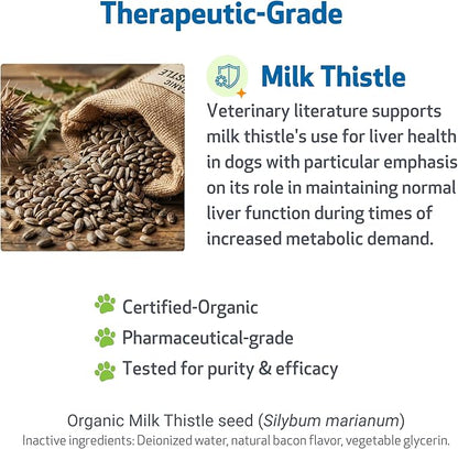 Pet Wellbeing Milk Thistle for Dogs - Organic Milk Thistle, Supports Healthy Liver Function & Detoxification - NASC Certified & Vet-Formulated - 2 oz Liquid