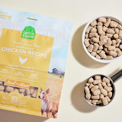 Open Farm Freeze Dried Raw Dog Food, Humanely Raised Meat Recipe with Non-GMO Superfoods and No Artificial Flavors or Preservatives (3.5 Ounce (Pack of 1), Harvest Chicken Recipe)