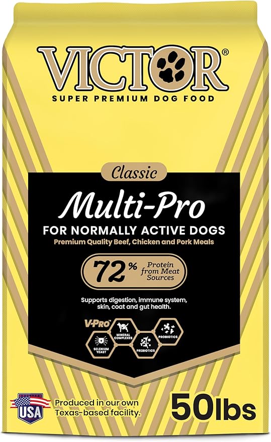 VICTOR Super Premium Dog Food – Multi-Pro Dry Canine Food – Gluten Free Dog Kibble with Beef, Chicken and Pork Protein for Normally Active Dogs – All Breeds and All Life Stages, 50 lb