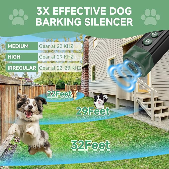 BOKKY 6-in-1 Anti Barking Device for Dogs with 3X Sonic Emitters Convertible Waterproof Dog Bark Deterrent of 4 Ultrasonic Heads Up to 32FT Long - Safe for Dogs Training - Indoor & Outdoor