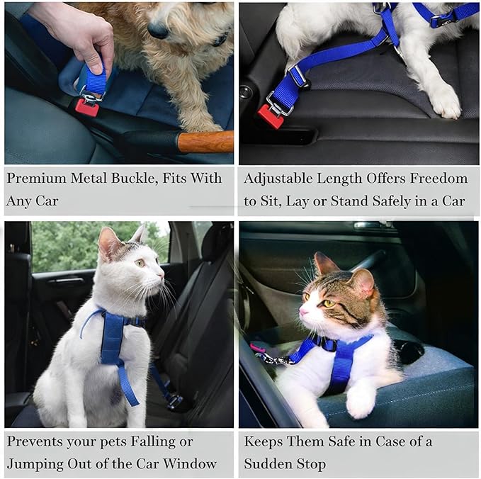 SunGrow Dog Seat Belt for Car, Adjustable Nylon Pet Seatbelt, Supports All Cars, Dog Car Leash Seat Belt, Seatbelt for Dogs, Cats & Ferrets Travel Harness