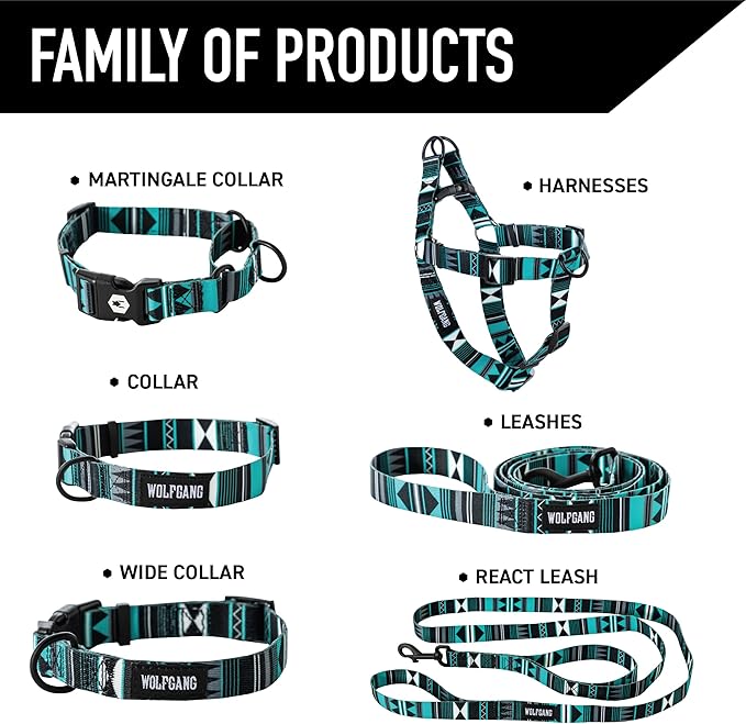 Wolfgang Heavy Duty Martingale Dog Collar with Quick Release Nylon Buckle for Walking & Training, WesternSky Print, Medium
