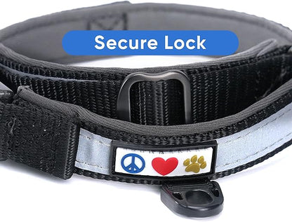 Pawtitas Lumberjack Padded Martingale Collar for Dogs | Soft Neoprene Dog Collar for Your pet's Comfort Made with Reflective Band for Maximum Visibility | Fits Small and Large Pets - XS Black