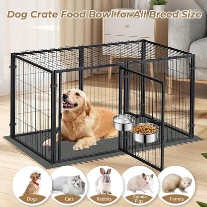 2 Pack Kennel Bowls Mountable,Dog Crate Water Bowl No Spill,Hanging Dog Bowl for Crate Cage,Stainless Steel Dogs Water Feeder Dish for Dogs Cats Bunny Ferret Bird,Silver