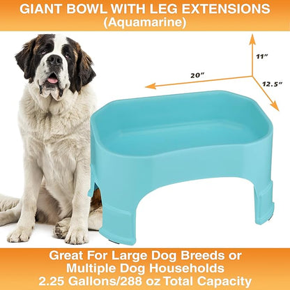 Neater Pet Brands Extra Large Water Bowl for Dogs, Elevated Outdoor Dog Water Bowl (2.25 Gallon XL Capacity), Big Trough Style Food Dish for Indoors or Outside, No Spill Large Dog Bowls, Aquamarine