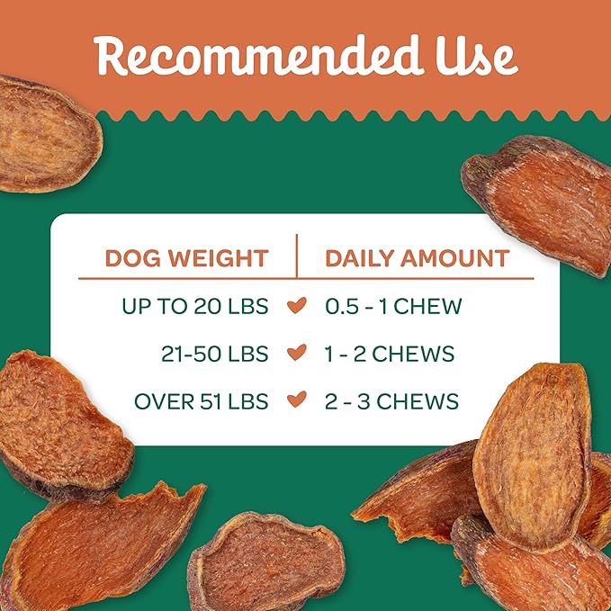 Wholesome Pride Sweet Potato Chews Dog Treats – All-Natural, Single-Ingredient, Grain-Free, 16 oz