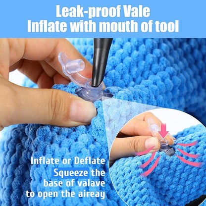 2-in-1 Soft Inflatable Dog Cone Collar Alternative with Enhanced Anti-Licking Guard Shield, Dog Donut Collar After Surgery, Adjustable Cones for Large Medium Small Dogs and Cats (Blue,L)