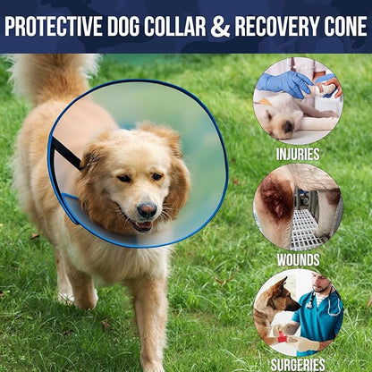 OneTigris Depth Adjustable Soft Dog Cone Collar for Medium Large Dogs After Surgery, Recovery for Small Dogs, Lightweight Elizabethan Collar for Dog to Stop Licking (Blue, XL)