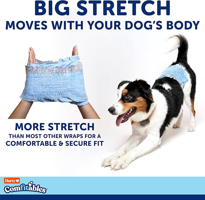 Hartz Comfitables Disposable Male Dog Wraps with Stretchy Waistband, Large 24 Count