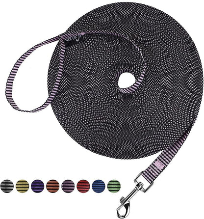 Hi Kiss Dog/Puppy Obedience Recall Training Agility Lead - 15ft 20ft 30ft 50ft 100ft Training Leash - Great for Training, Play, Camping, or Backyard(100ft,BL+PK)