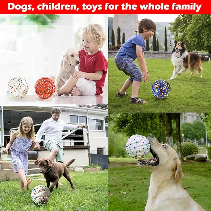 CAISHOW Dog Ball Squeak Toys (Bell Ball 5.12in White A)