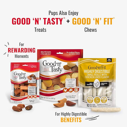 GOOD 'N' FUN Triple Flavor Mini Rolls, 8 Ounce, Treat Your Small Dog to a Long-Lasting Rawhide Chews