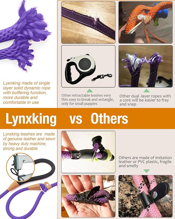 lynxking 6 FT Dog Leash Slip Lead 2 Pack Strong Heavy Duty Braided Dog Training Leash No Pull Training Lead Leashes for Medium Large and Small Dogs