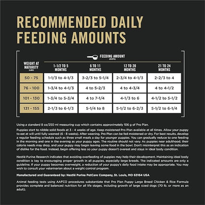 Purina Pro Plan Large Breed Chicken and Rice Formula Dry Puppy Food, High Protein Pet Food, 47 lb. Bag