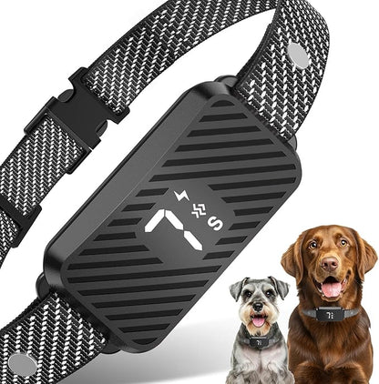 Dog Bark Collar for Large Medium Small Dogs, Effective No-Bark Collar, Smart Barking Collar, Rechargeable Bark Collar with 7 Sensitivity, 3 Modes, Waterproof, Light Black