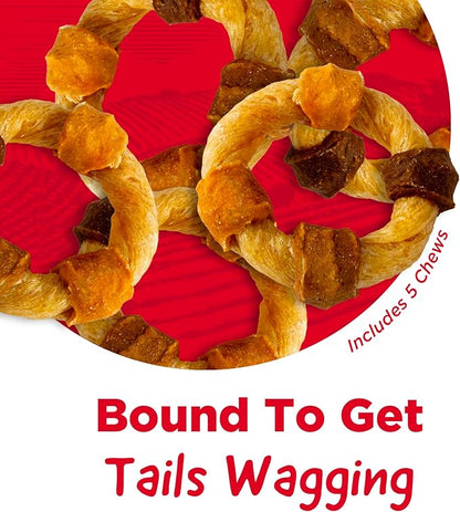Country Kitchen Rawhide Free Kabob Rings Dog Chews, Made with Real Chicken, Beef, Pork, and Duck, 5 Count (Pack of 2)