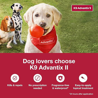 K9 Advantix II XL Dog Vet-Recommended Flea, Tick & Mosquito Treatment & Prevention | Dogs Over 55 lbs. | 4-Mo Supply
