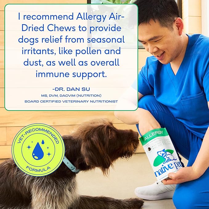 Native Pet Dog Allergy Chews - Dog Allergy Relief for Small Breeds - Supports Seasonal Itch Relief, Healthy Immune Function & Reduces Sneezing - Colostrum, Spirulina, & Probiotics - 30 Days Supply