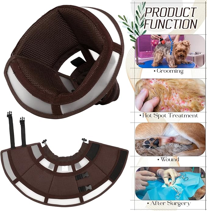 Dora Bridal Dog Cone Collar for Medium Dogs After Surgery, Soft Comfy Recovery Pet Cone Alternative, Adjustable Elizabethan Collar for Dogs to Stop Licking, Brown, M