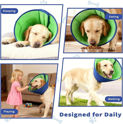 JWShang Soft Dog Recovery Collars Cones – Breathable Adjustable Comfort Cone for Small Medium Large Dogs to Stop Licking After Surgery, Elizabethan Recovery Collar Alternative (Blue, XL)