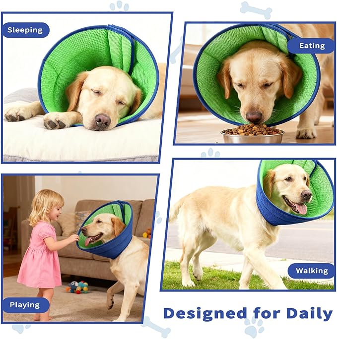 JWShang Soft Dog Recovery Collars Cones – Breathable Adjustable Comfort Cone for Small Medium Large Dogs to Stop Licking After Surgery, Elizabethan Recovery Collar Alternative (Blue, S)