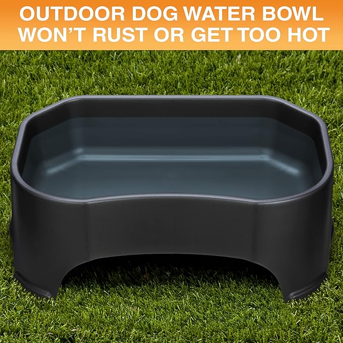 Neater Pet Brands Extra Large Water Bowl for Dogs, Outdoor Dog Water Bowl (2.25 Gallon XL Capacity), Big Trough Style Food Dish for Indoors or Outside, No Spill Large Dog Bowls, Midnight Black