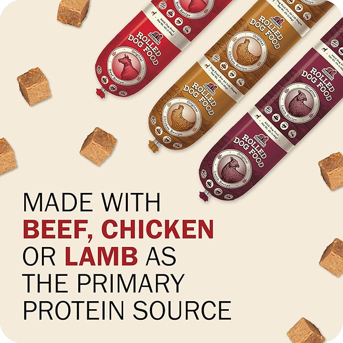 Redbarn Pet Products All-Natural Premium Rolled Dog Food, Beef Recipe - Soft Semi-Moist Wet Formula for High Protein Diet, Training Rewards, & Treat Pill Concealer - 4 lb, 1 Count