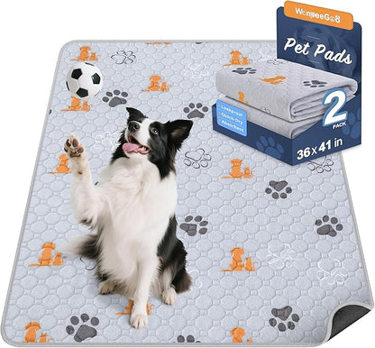 Washable Pee Pads for Dogs, 2 Pack Absorbent Reusable Training Dog Pads Pet Puppy Pads, Non-Slip Potty Pads for Whelping, Playpen, Crate, Bed, Orange, 36"x41"