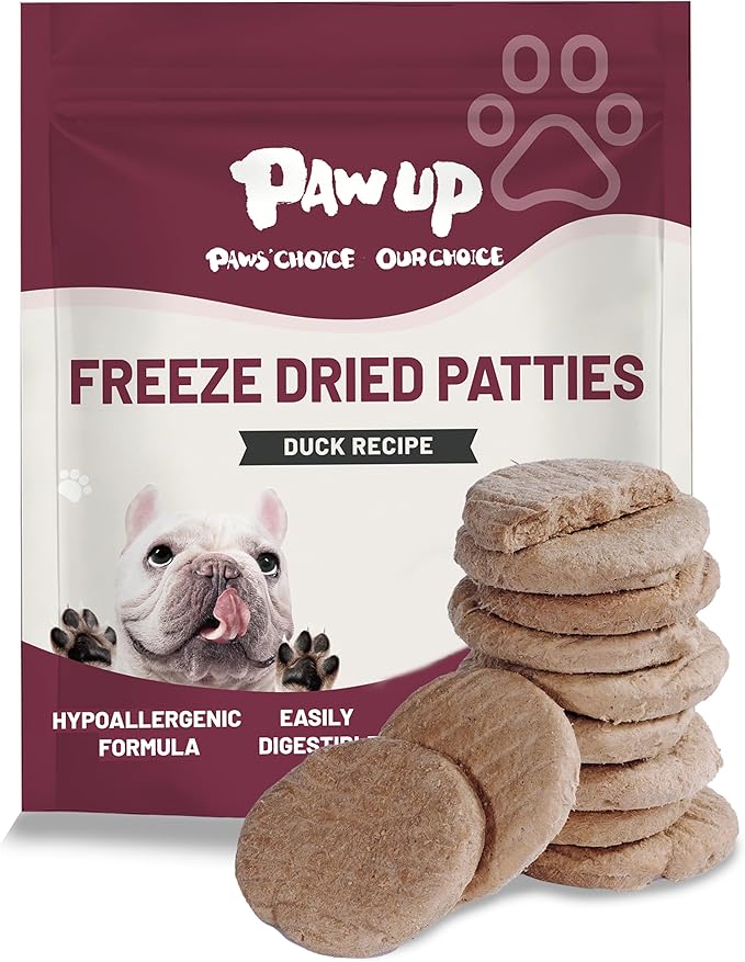 PAWUP Freeze Dried Duck Dog Food Topper – Sensitive Stomach & Hypoallergenic Formula, High Protein Grain-Free Dog Treats and Meal Topper for Picky Eaters, 14 oz
